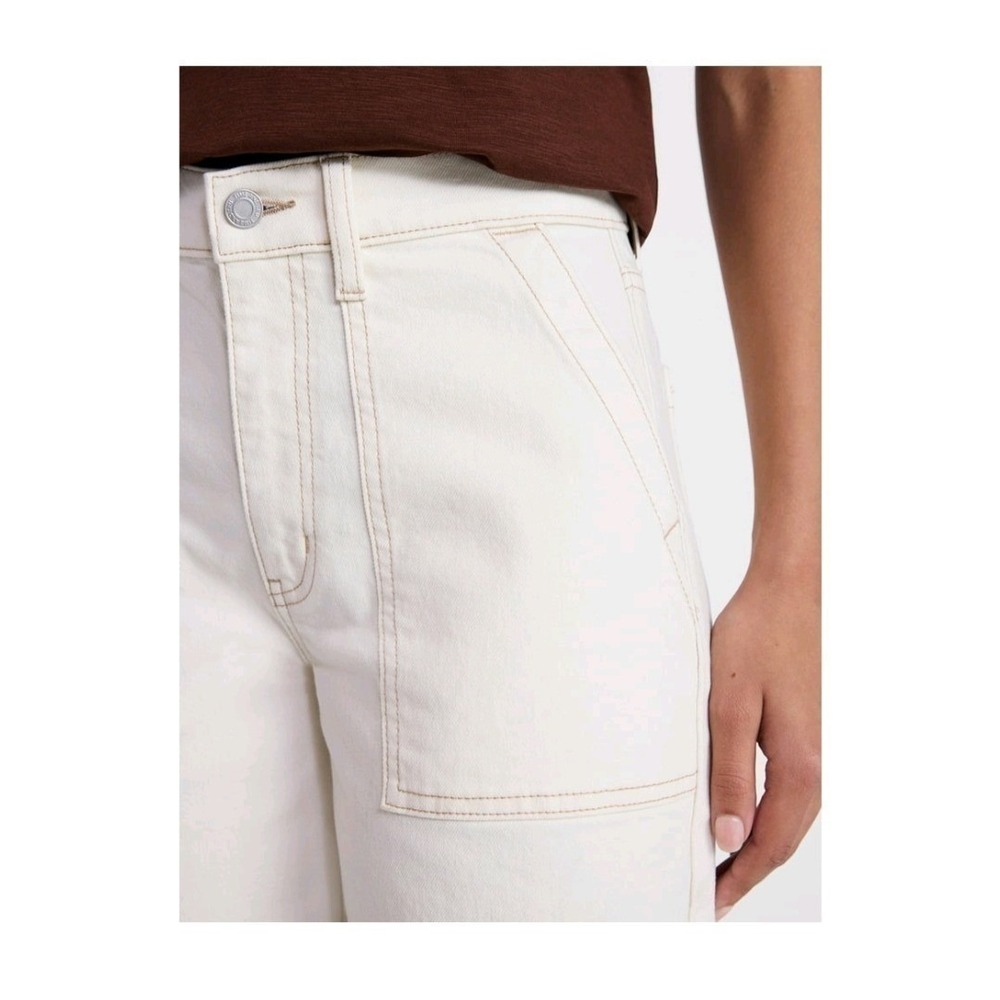 Wide Leg Utility Trousers Womens Size 18 Ivory High Rise New - Picture 2 of 11